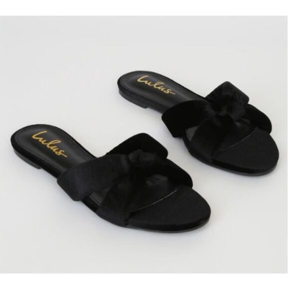 Lulu's women's Velvet Knotted summer Slide Sandals size 8 - Picture 2 of 6